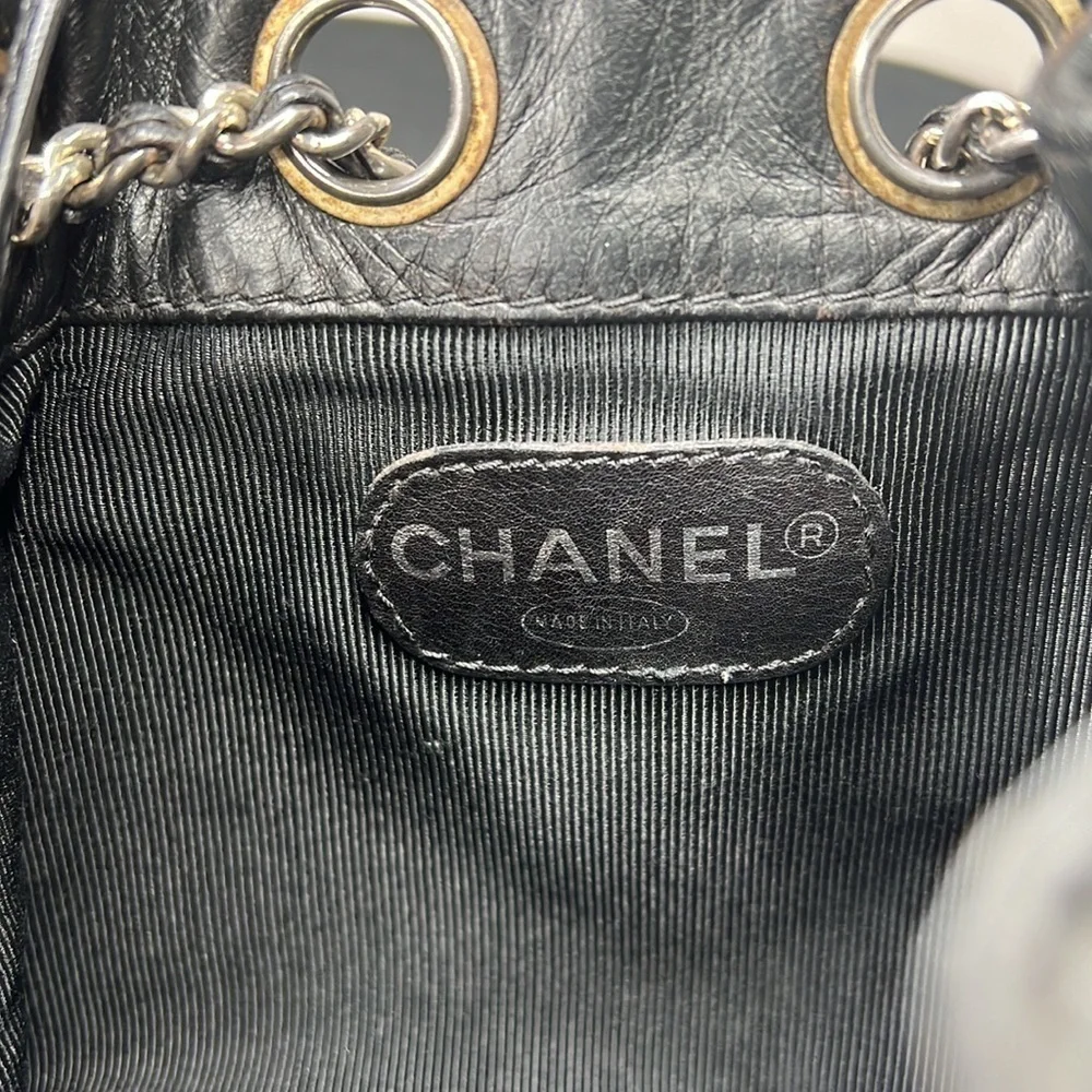 Chanel Black Leather Mini Backpack Bucket Bag Dustbag and Authenticity Card